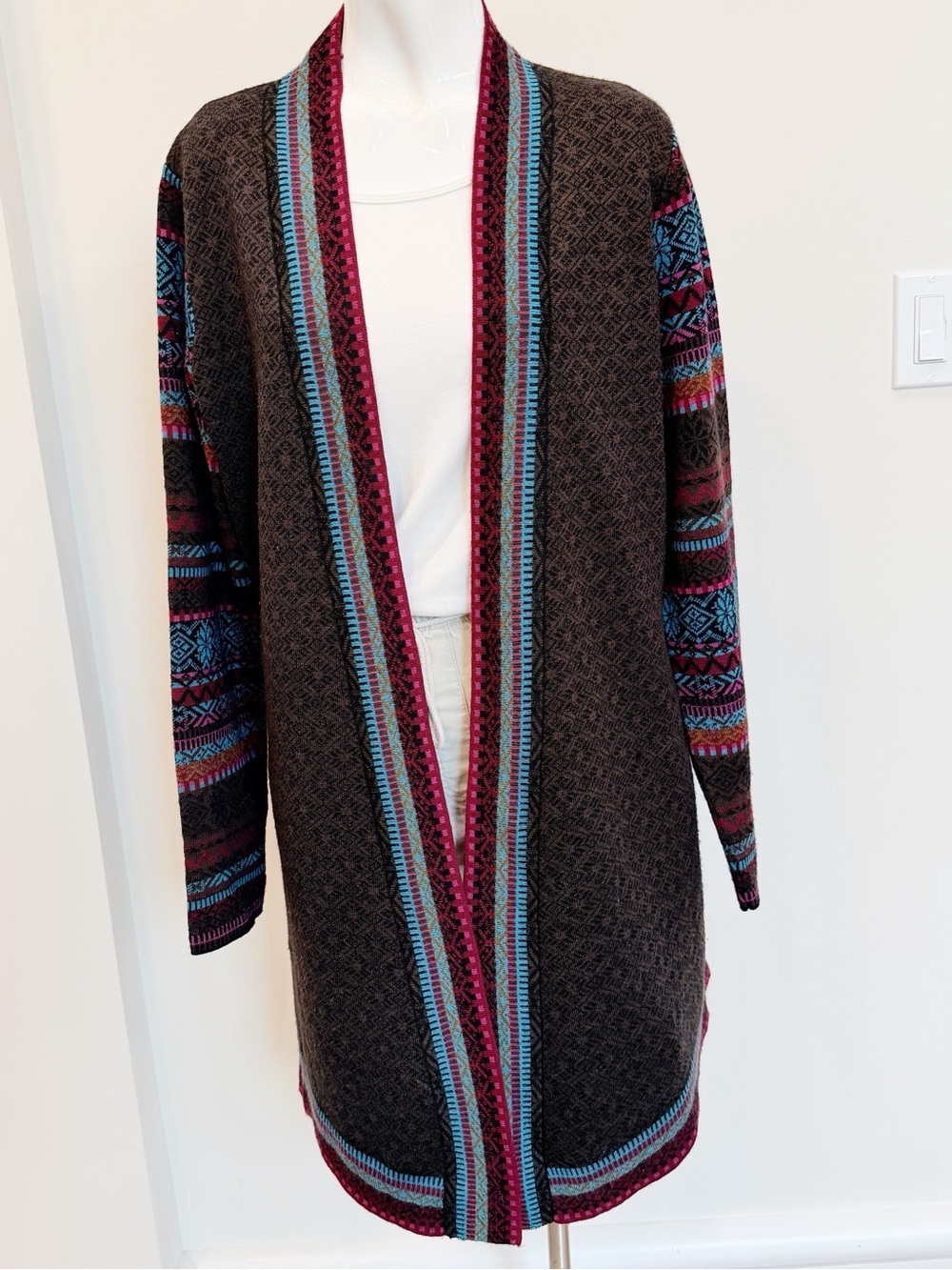 Icelandic Design Duster Length Open Cardigan Ladies Large